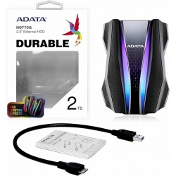 ADATA Durable Series HD770G RGB 2TB Red External USB 3.1 Portable Hard Drive Compatible with Xbox and PS4 (AHD770G-2TU32G1-CRD)