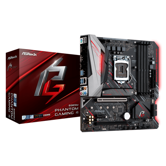 ASRock B365M PHANTOM GAMING 4 LGA1151/ Intel B365/ DDR4/ Quad CrossFireX/ SATA3&USB3.1/ M.2/ A&GbE/MicroATX Motherboard