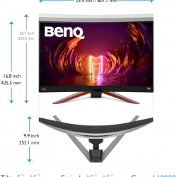 BenQ MOBIUZ EX2710R 27-inch 2K QHD 1440p 1000R Curved Gaming Monitor, 165Hz, 1ms, AMD FreeSync Premium Pro, HDR400, 90% DCI P3, 2.1 Channel Speakers, Height Adjustable, HDMI 2.0, DP 1.4, Mobiuz Light…
