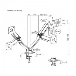 Bratek Dual Screen Rugged Mechanical Spring Monitor Arm for Desk Mounting 17"-32"