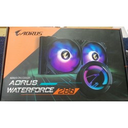 AORUS WATERFORCE 280 AIO Liquid CPU Cooler, 280mm Radiator with 2X 140mm Low Noise ARGB Fans, Rotatable ARGB Lighting Panel Design, Compatible with Intel LGA1700 (GP-AORUS WATERFORCE 280)