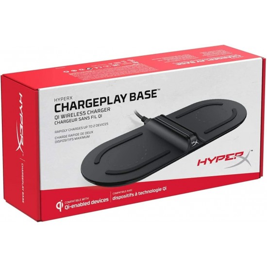 HyperX Chargeplay Base - Qi Wireless Charger, Qi Certified, Dual Wireless Charging Pads Charge Up to Two Devices