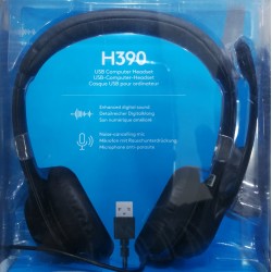 Logitech H390 Wired Headset Stereo Headphones With Noise Cancelling Microphone Black