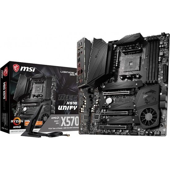 MSI Meg X570 Unify Motherboard (AMD AM4, DDR4, PCIe 4.0, SATA 6GB/s, M.2, USB 3.2 Gen 2, Ax Wi-Fi 6, Bluetooth 5, ATX)