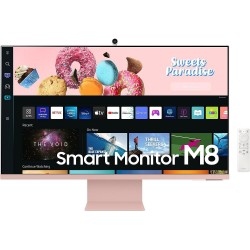 Samsung M8 Smart Monitor S32BM80PUU 32" VA Panel Screen with Speakers 4K UHD Resolution 60Hz Refresh Rate 3-Sided Almost Frameless Design with Remote Control and Webcam Pink