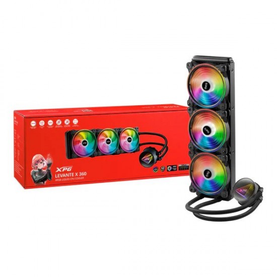 XPG Levante X 360 All-in-One ARGB CPU Liquid Cooler 4.72 Maximum Fan Diameter - 2000 RPM - Fluid Dynamic Bearing - 4-Pin PWM