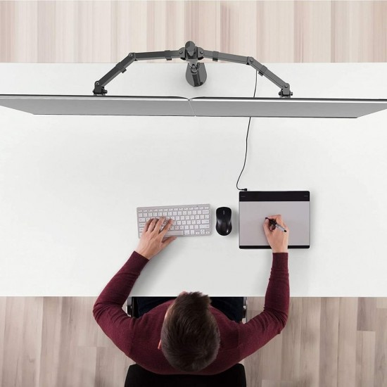 Dual Monitor Desk Mount Stand, Heavy Duty Fully Adjustable Computer Monitor Arm for 2 /Two LCD Screens up to 32 Inch with C-Clamp and Grommet Base