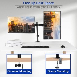 Dual Monitor Desk Mount Stand, Heavy Duty Fully Adjustable Computer Monitor Arm for 2 /Two LCD Screens up to 32 Inch with C-Clamp and Grommet Base