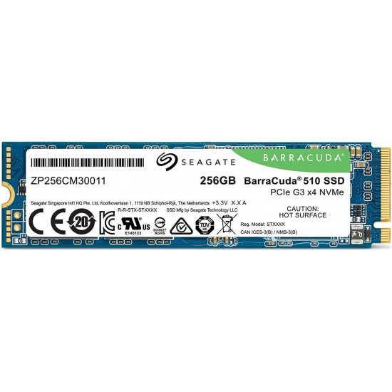 Seagate BarraCuda 510 M.2 2280 256GB PCIe G3 x4, NVMe 1.3 3D TLC Internal Solid State Drive 3100MB/s ZP256CM30011