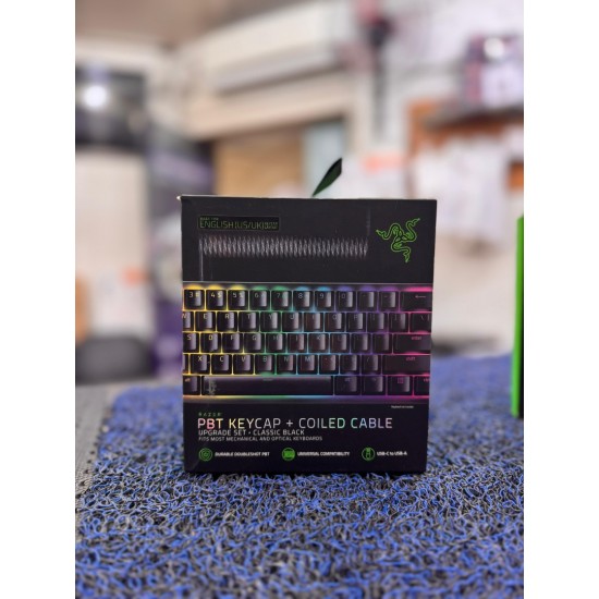Razer PBT Keycap + Coiled Cable Upgrade Set - Classic Black
